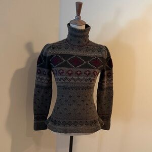 Ralph Lauren Purple Label Patterned Cashmere Blend Turtleneck Sweater